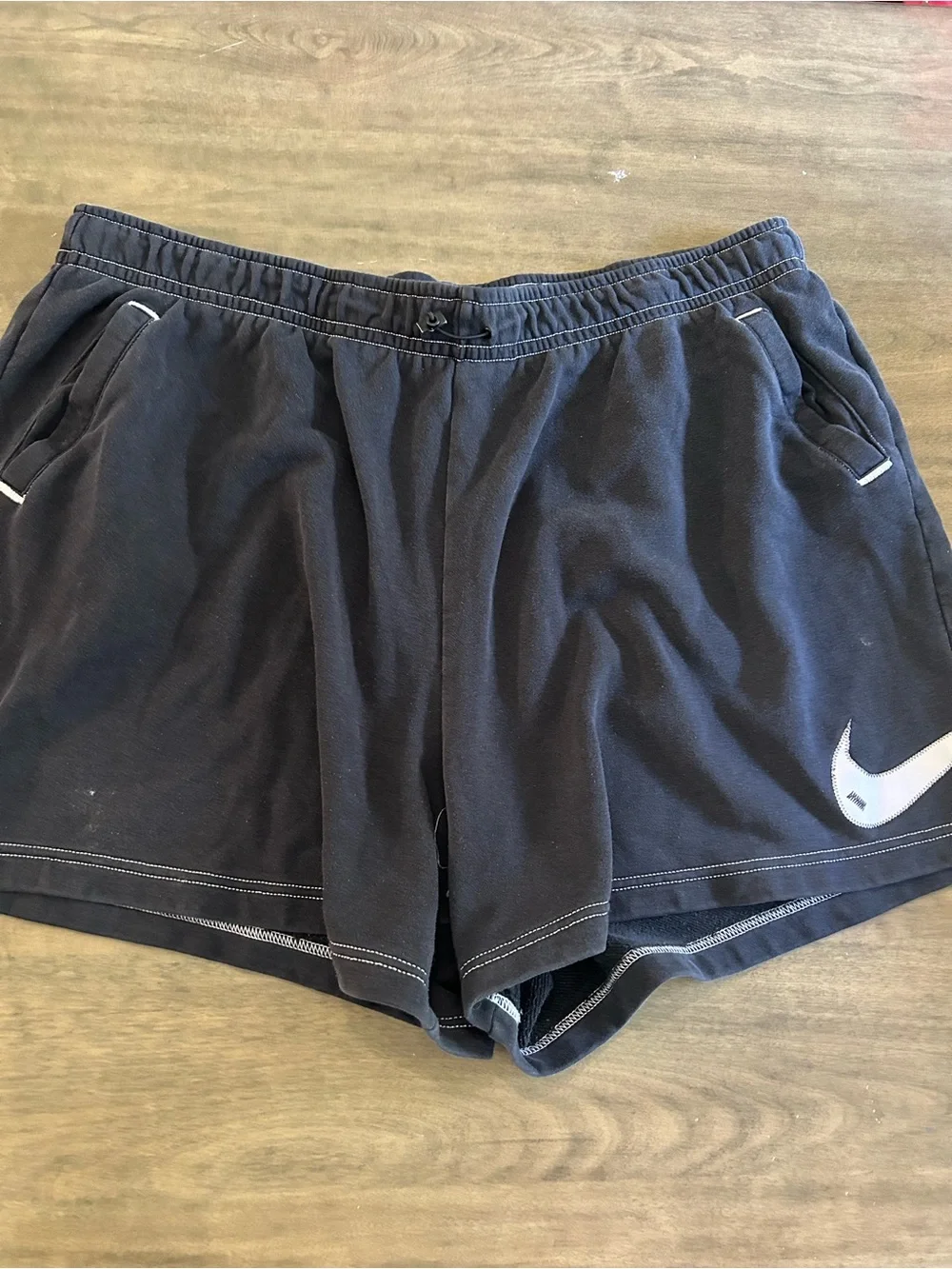 2 pair Nike Black Womens Athletic Shorts with White Swoosh